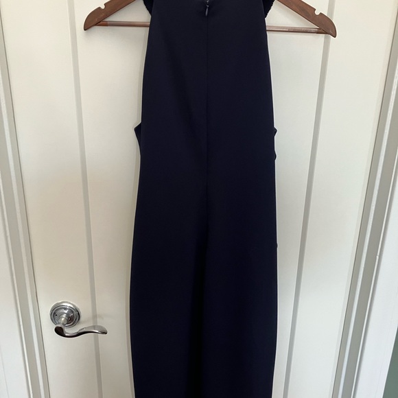 Lauren Ralph Lauren Knoelyn Ruffled Cocktail Sheath Dress Navy Beaded Halter. 6 - Picture 3 of 6
